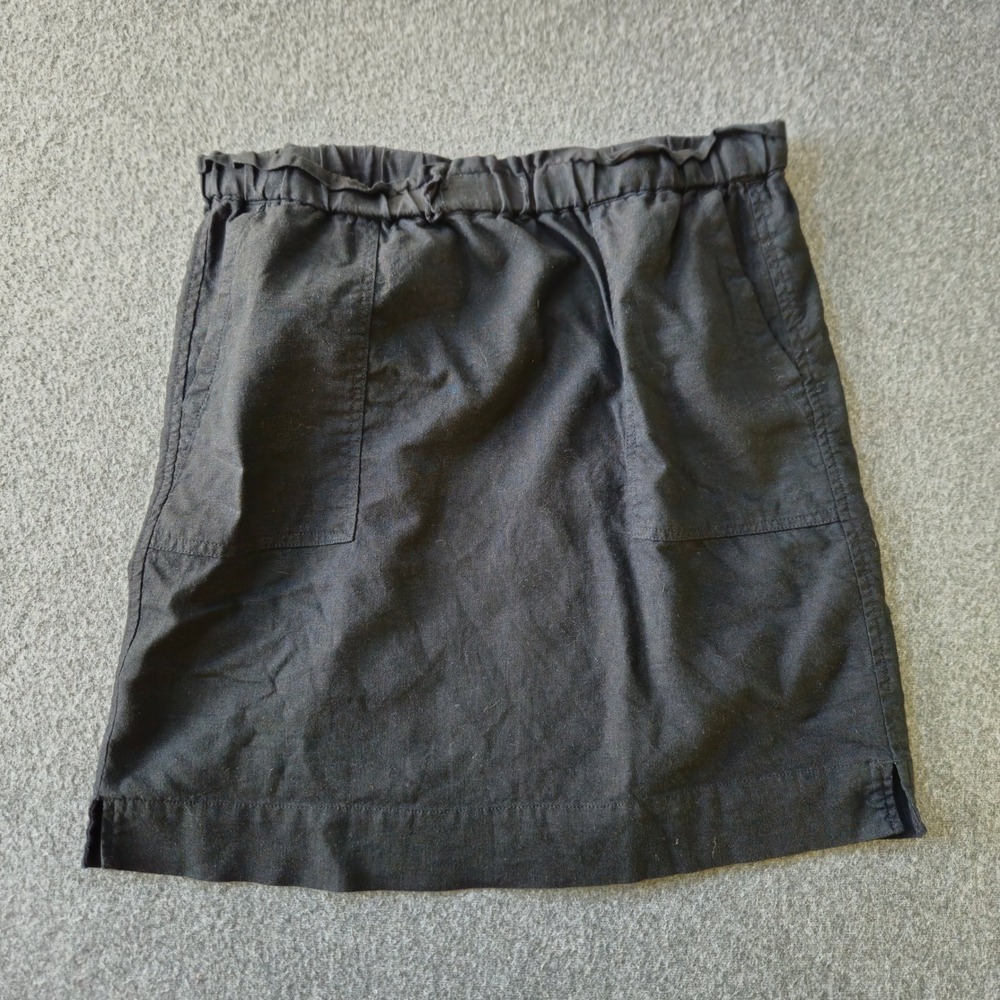 CASLON Black Linen Blend Elastic Waist Skirt Small Capsule Wardrobe Breathable